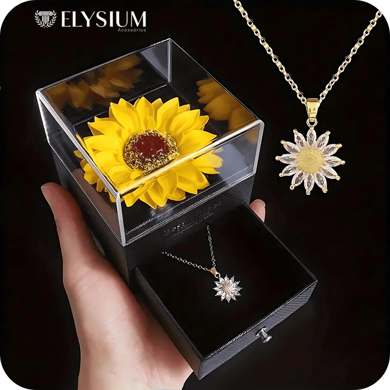 Kit Presente - Colar Girassol Radiante + Caixa Premium GRÁTIS