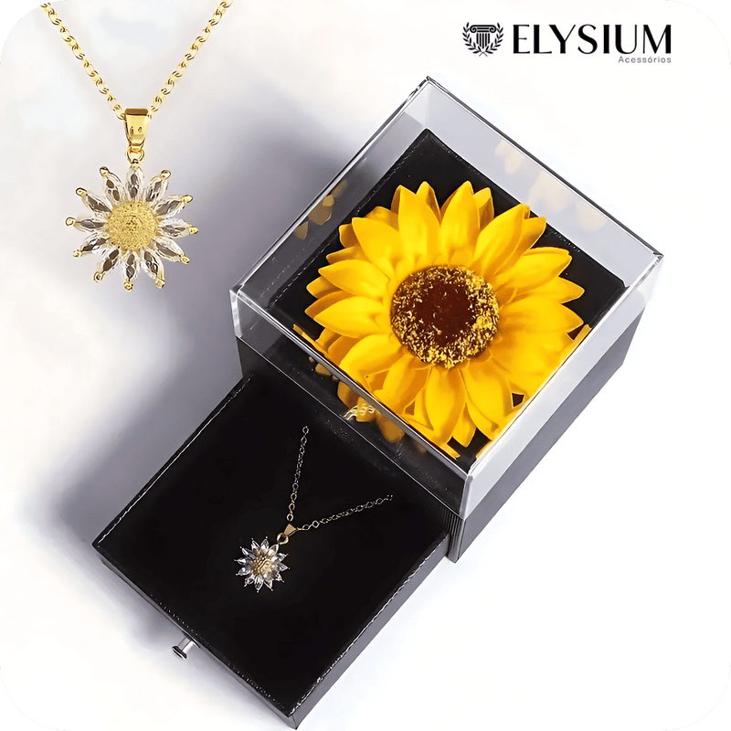 Kit Presente - Colar Girassol Radiante + Caixa Premium GRÁTIS