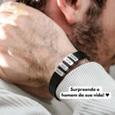 Pulseira Personalizada - Couro + Aço Inox - Gravação a laser - Oferta especial 50% off + Frete Grátis somente hoje!
