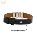 Pulseira Personalizada - Couro + Aço Inox - Gravação a laser - Oferta especial 50% off + Frete Grátis somente hoje!